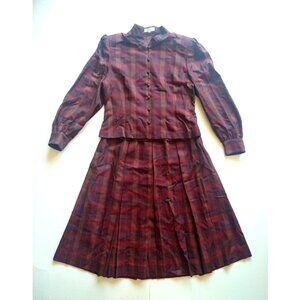 Vintage 1980's Burberry Burberrys 2-Piece Set Top Skirt Check London Designer